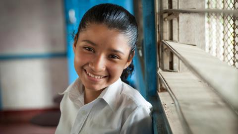 Girl smiling at school