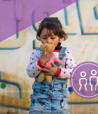 Deepen our commitment to the most vulnerable boys and girls, young child holding a teddy bear