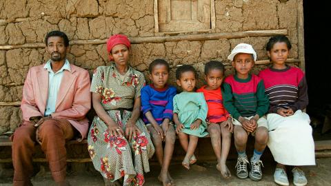 Family enduring the Ethiopian famine