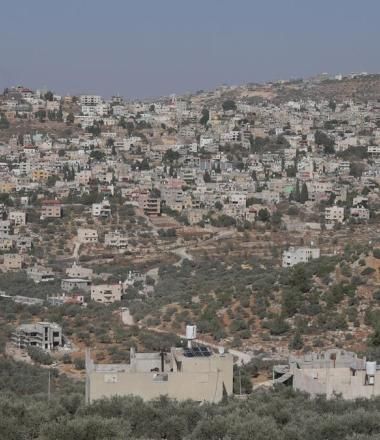 Overview of city in West Bank after conflict