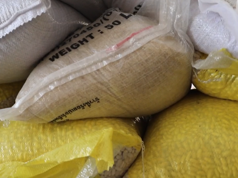 Bags of rice for distribution in southern Lebanon