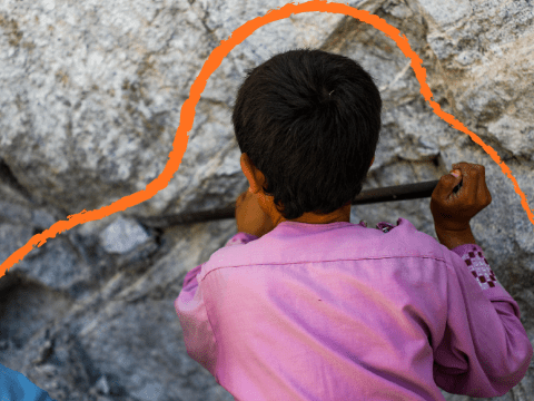 Boy working at a mine in Afghanistan